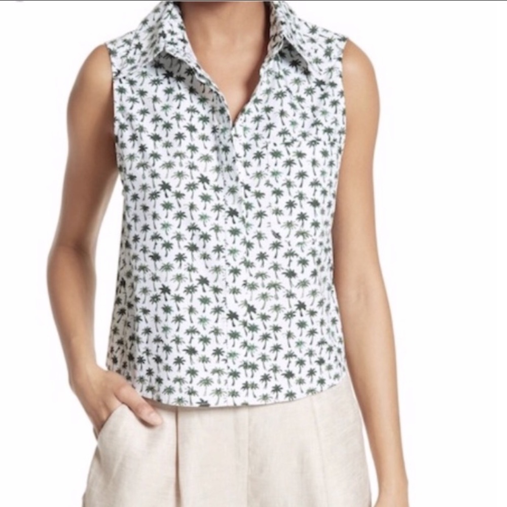 Milly Button-down, Palm Print Blouse New W/ Tags!